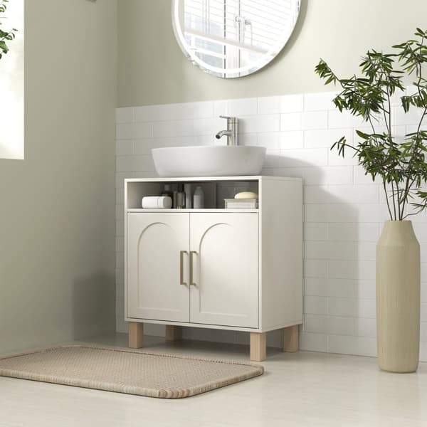 Rootzin kylpyhuoneen yksikön pesuallaskaappi - 2 oven kylpyhuoneen säilytys - säädettävät hyllyt - kosteudenkestävä - 60x30x63 cm