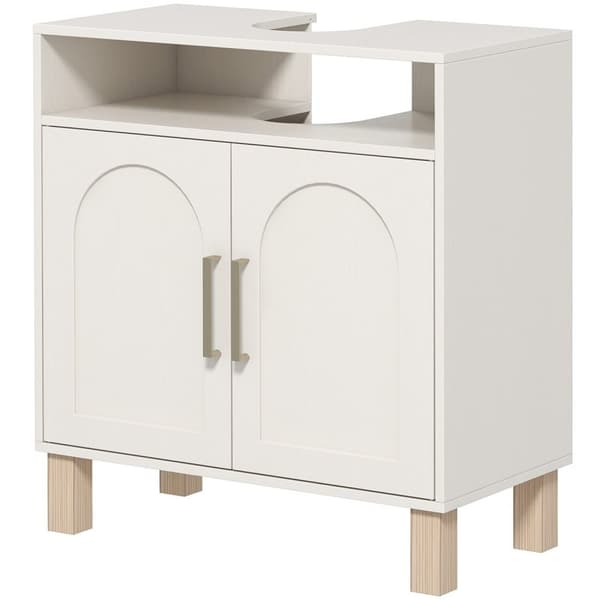 Rootzin kylpyhuoneen yksikön pesuallaskaappi - 2 oven kylpyhuoneen säilytys - säädettävät hyllyt - kosteudenkestävä - 60x30x63 cm