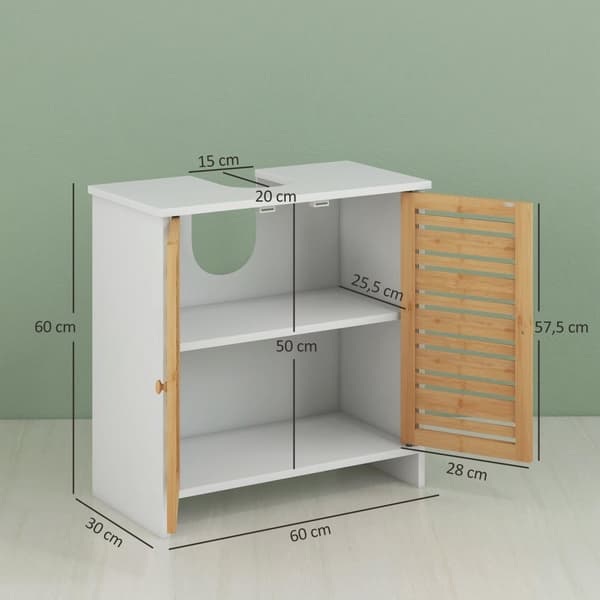 Rootz Badrum Washcasin Unit - Sänkskåp - förvaringsskåp - Justerbar hylla - 60x30x60 cm brunt och vitt