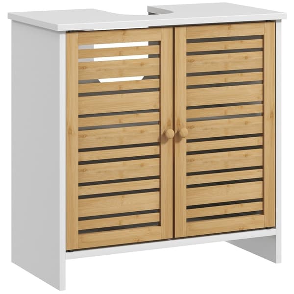 Rootz Badrum Washcasin Unit - Sänkskåp - förvaringsskåp - Justerbar hylla - 60x30x60 cm brunt och vitt