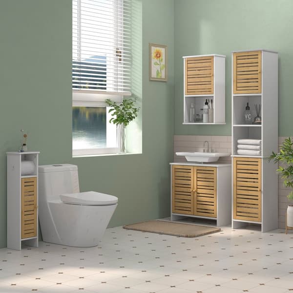 Rootz Badrum Washcasin Unit - Sänkskåp - förvaringsskåp - Justerbar hylla - 60x30x60 cm brunt och vitt
