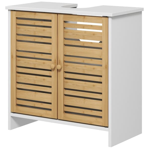 Rootz Badrum Washcasin Unit - Sänkskåp - förvaringsskåp - Justerbar hylla - 60x30x60 cm brunt och vitt