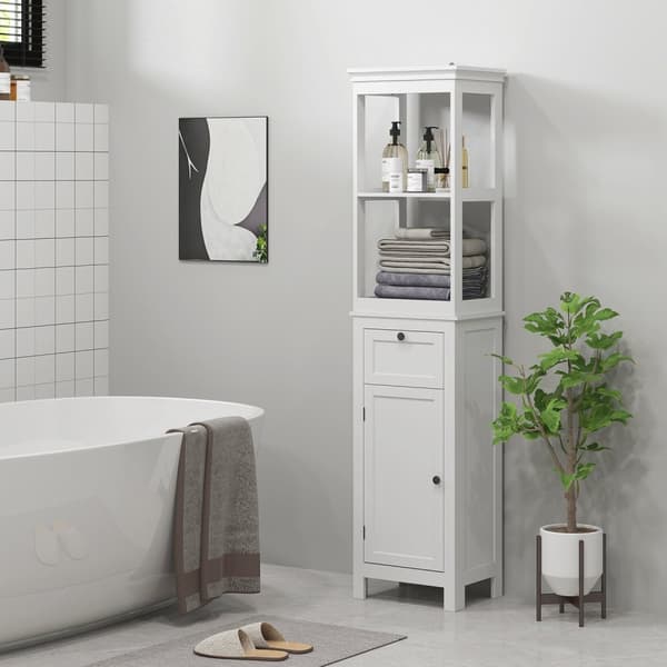 Rootz badeværelse højt skab - opbevaringsskab - smalt skab - maksimer plads - 40 cm x 30 cm x 165 cm, hvidt