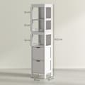 Miniatyrbillede 3 af 10: Rootz Compact Badeværelse Skab - Rumbesparende badeværelseshylde - MDF Smal opbevaring - Maksimer plads - 30x30x141.2cm - Elegant hvid finish