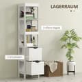 Miniatyrbillede 4 af 10: Rootz Compact Badeværelse Skab - Rumbesparende badeværelseshylde - MDF Smal opbevaring - Maksimer plads - 30x30x141.2cm - Elegant hvid finish