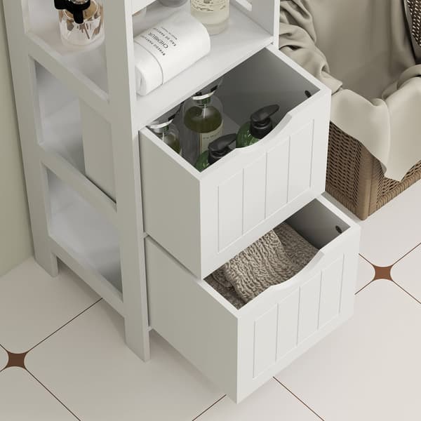 Rootz Compact Badeværelse Skab - Rumbesparende badeværelseshylde - MDF Smal opbevaring - Maksimer plads - 30x30x141.2cm - Elegant hvid finish