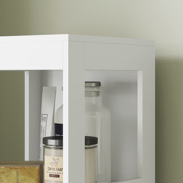 Rootz Compact Badeværelse Skab - Rumbesparende badeværelseshylde - MDF Smal opbevaring - Maksimer plads - 30x30x141.2cm - Elegant hvid finish