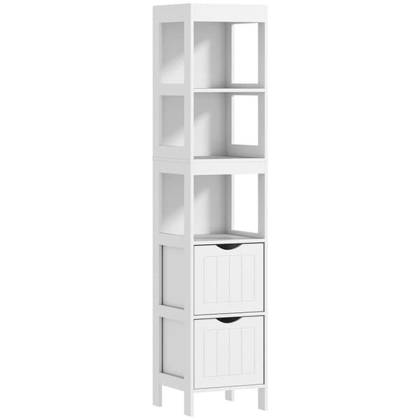 Rootz Compact Badeværelse Skab - Rumbesparende badeværelseshylde - MDF Smal opbevaring - Maksimer plads - 30x30x141.2cm - Elegant hvid finish