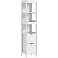 Miniatyrbillede 10 af 10: Rootz Compact Badeværelse Skab - Rumbesparende badeværelseshylde - MDF Smal opbevaring - Maksimer plads - 30x30x141.2cm - Elegant hvid finish