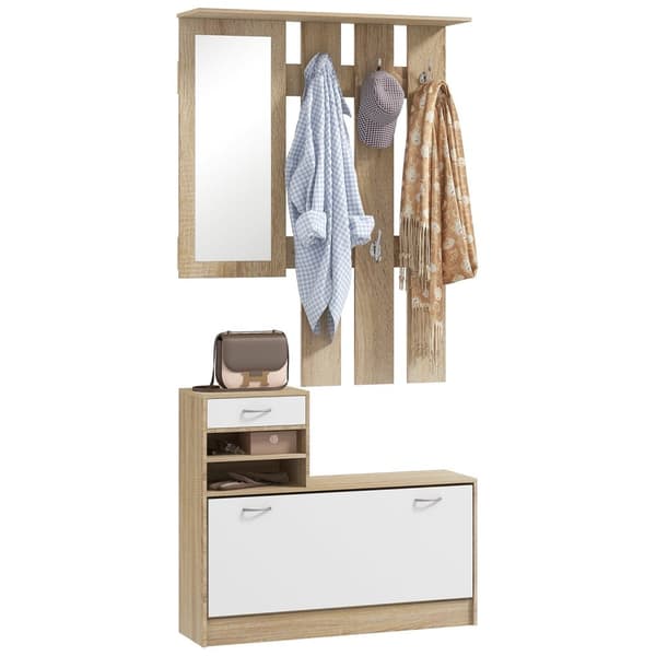 Rootz Furniture Set - garderobspanel - entréskåp - Elegant design - Multipel lagring - Panel 90x10x102cm, skåp 90x24x75cm