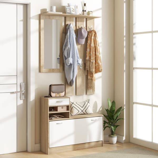 Rootz Furniture Set - garderobspanel - entréskåp - Elegant design - Multipel lagring - Panel 90x10x102cm, skåp 90x24x75cm
