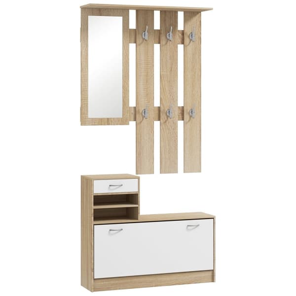 Rootz Furniture Set - garderobspanel - entréskåp - Elegant design - Multipel lagring - Panel 90x10x102cm, skåp 90x24x75cm