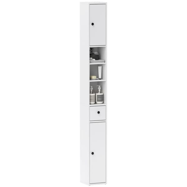 Rootz High Slim Badeværelse Skab - Opbevaringsarrangør - Rumbesparelse - Maksimerer plads - 20 cm x 20 cm x 178 cm, hvid