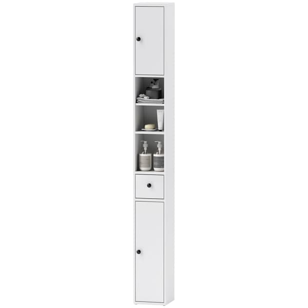 Rootz High Slim Badeværelse Skab - Opbevaringsarrangør - Rumbesparelse - Maksimerer plads - 20 cm x 20 cm x 178 cm, hvid