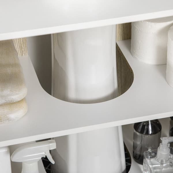 Rootz Modern Vanity Units - Double Door Cabinets - Badrumsförvaring - Utrymme Optimering - 60 cm x 30 cm x 60 cm - Vit och brun färg