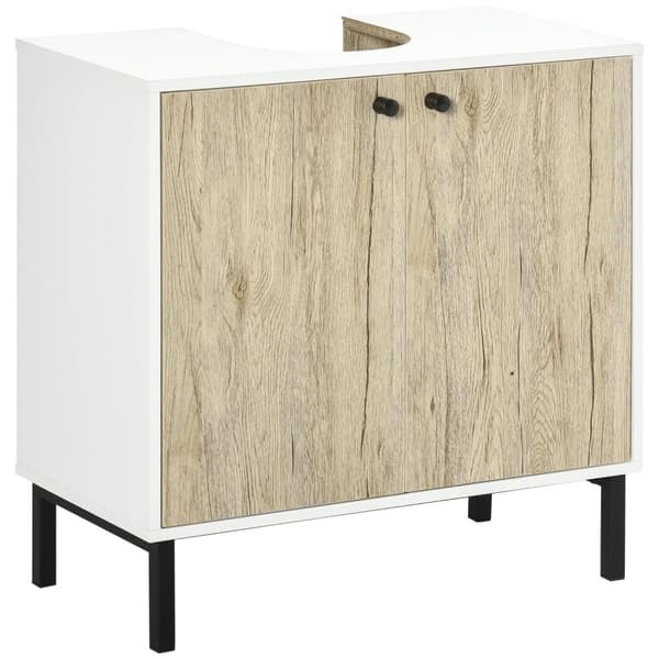 Rootz Modern Vanity Units - Double Door Cabinets - Badrumsförvaring - Utrymme Optimering - 60 cm x 30 cm x 60 cm - Vit och brun färg