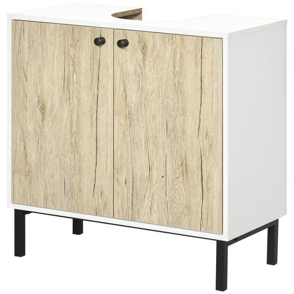 Rootz Modern Vanity Units - Double Door Cabinets - Badrumsförvaring - Utrymme Optimering - 60 cm x 30 cm x 60 cm - Vit och brun färg