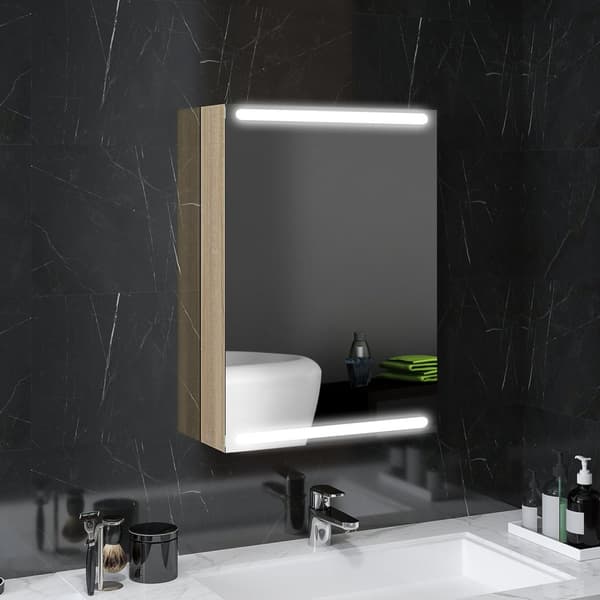 Rootz LED -peilikaappi - kylpyhuonekaappi - seinälle asennettu säilytys - Säädettävät lasihyllyt - 50x12.5x70cm