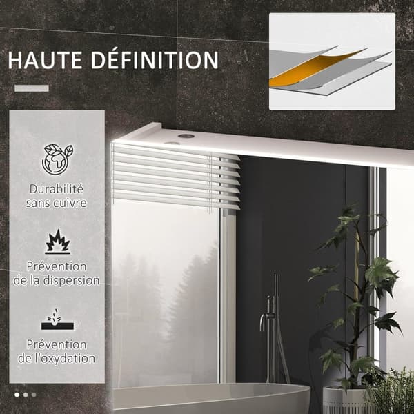 Rootz LED Wall Mirror Cabinet - Badeværelse Mirror - Vanity Cabinet - Clear Reflection - 90L x 15b x 70H cm