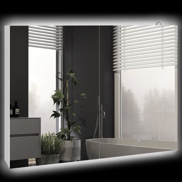Rootz LED Wall Mirror Cabinet - Badeværelse Mirror - Vanity Cabinet - Clear Reflection - 90L x 15b x 70H cm