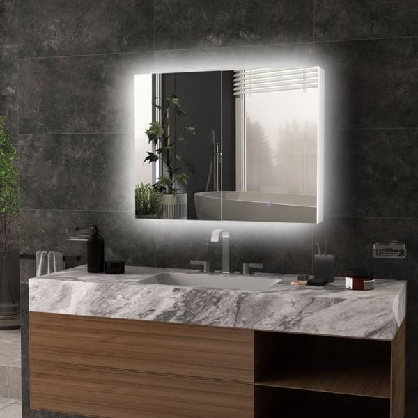 Rootz LED Wall Mirror Cabinet - Badeværelse Mirror - Vanity Cabinet - Clear Reflection - 90L x 15b x 70H cm