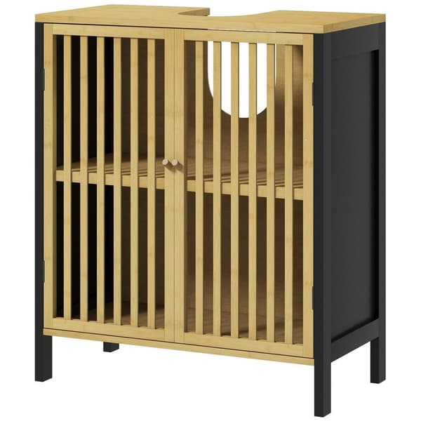 Rootz Sink Unit - Sink Storage - Badrumskåp - Spacebesparing - 60 x 30 x 70 cm MDF & Bambu