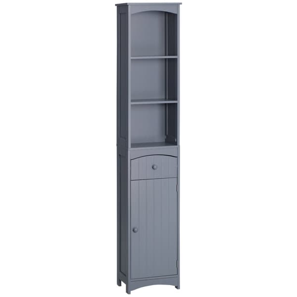 Rootz korkea kylpyhuonekaappi - kylpyhuoneen hylly - wc -hylly - tilaa säästävä muotoilu - 34L x 24b x 170h cm - harmaa