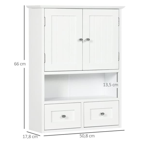 Rootz Wall Bath Cabinet - Badrumsskåp - Vit förvaringsenhet - Spacebesparing Design - 50,8b x 17,8T x 66H cm