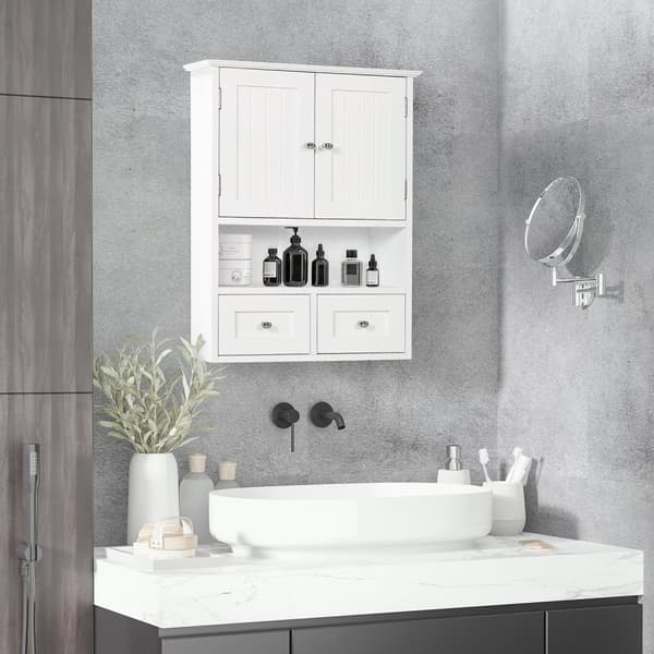 Rootz Wall Bath Cabinet - Badrumsskåp - Vit förvaringsenhet - Spacebesparing Design - 50,8b x 17,8T x 66H cm