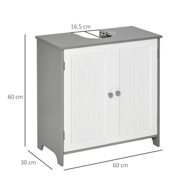 Rootz Vanity Unit Badrumskåp - Basskåp - Under diskbänk - Modern design - 60 x 30 x 60 cm grå och vit