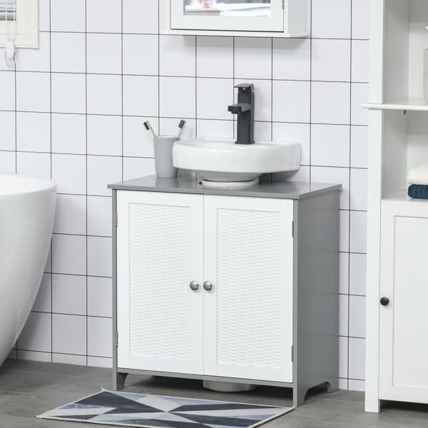 Rootz Vanity Unit Badrumskåp - Basskåp - Under diskbänk - Modern design - 60 x 30 x 60 cm grå och vit