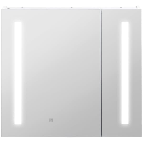 Rootz väggmonterad badrumsspegel skåp - LED -spegel - Vanitetslagring - Justerbar belysning - 70 cm x 15 cm x 65 cm vit