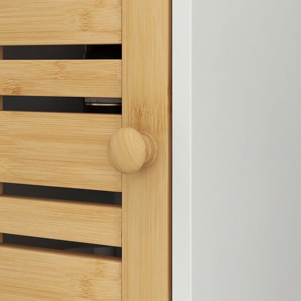 Rootz væg hylde med bambusdør - Badeværelsesopbevaring - Rumbesparende skab - Optimer plads - 40b x 20t x 70H cm