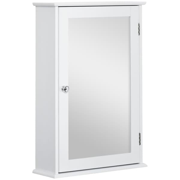 Rootzin seinäpeili kaappi - kylpyhuoneen säilytys - wc -kaappi - 1 ovi, 2 hyllyä - tilaa säästävä valkoinen MDF -lasi - 41 cm x 14 cm x 60 cm