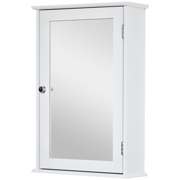 Rootzin seinäpeili kaappi - kylpyhuoneen säilytys - wc -kaappi - 1 ovi, 2 hyllyä - tilaa säästävä valkoinen MDF -lasi - 41 cm x 14 cm x 60 cm