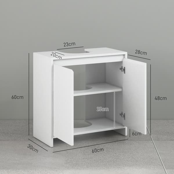 Rootz Washcasin Unit Cabinet - Sink Storage - Badrumsarrangör - Maximerar utrymme - 60 cm x 30 cm x 60 cm - vit