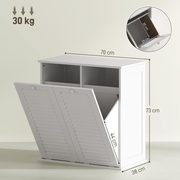 Rootz Washing Cabinet - Vaskeri -arrangør - Sorteringsenhed - Stilfuld og holdbar MDF - 70 x 38 x 73 cm - Hvid