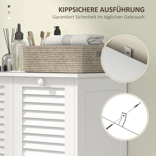 Rootz Washing Cabinet - Vaskeri -arrangør - Sorteringsenhed - Stilfuld og holdbar MDF - 70 x 38 x 73 cm - Hvid
