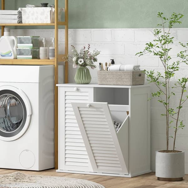 Rootz Washing Cabinet - Vaskeri -arrangør - Sorteringsenhed - Stilfuld og holdbar MDF - 70 x 38 x 73 cm - Hvid