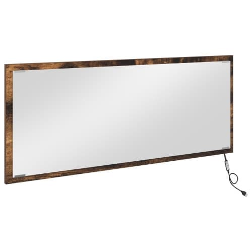 LED Badrumsspegel Rökt Ek 90x8,5x37 cm Konstruerat Trä