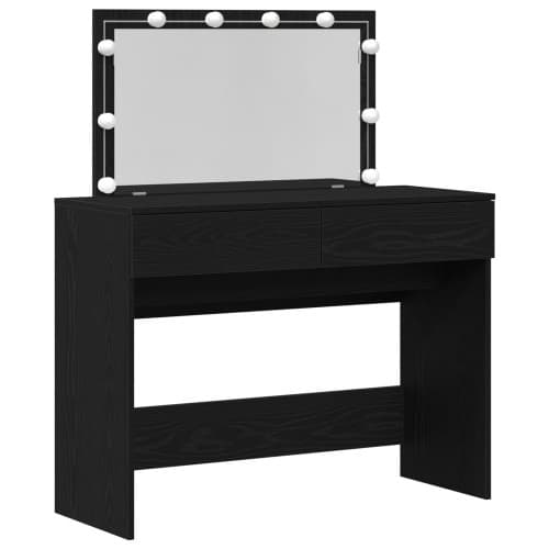 Sminkbord med LED Svart Ek 100x40x120 cm