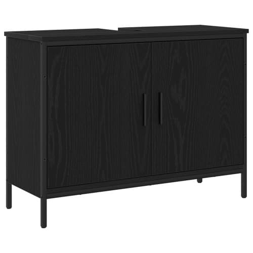 Tvättställ för badrum svart ek 80x30x60 cm konstruerat trä