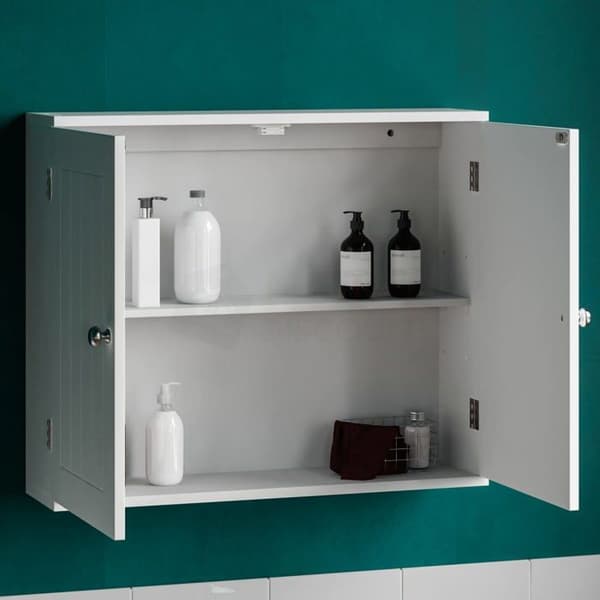 Bath vida - 333382 - Dubbeldörr Väggförvaringshylla för badrum, vit, 15 x 60 x 50 cm