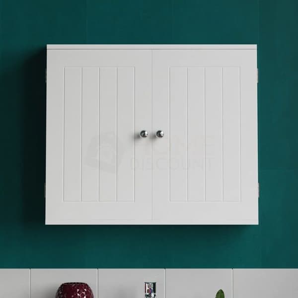 Bath vida - 333382 - Dubbeldörr Väggförvaringshylla för badrum, vit, 15 x 60 x 50 cm