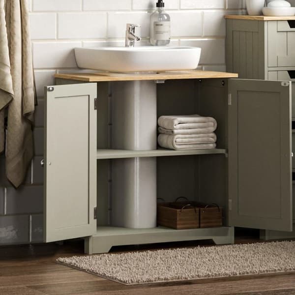 Vida Designs - 3331332 - Grå badkar Vida Priano golvstående badrumsskåp, konstruerat trä