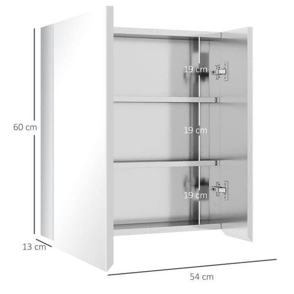 Badrumsspegelskåp, 54x13x60 cm, Silver