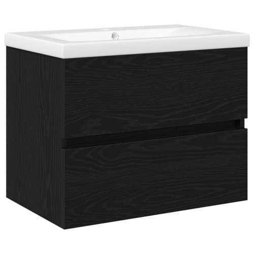 Handfatsskåp med inbyggd diskho Svart ek konstruerat trä, vidaXL Handfatsskåp Svart ek 60x38.5x45 cm konstruerat trä