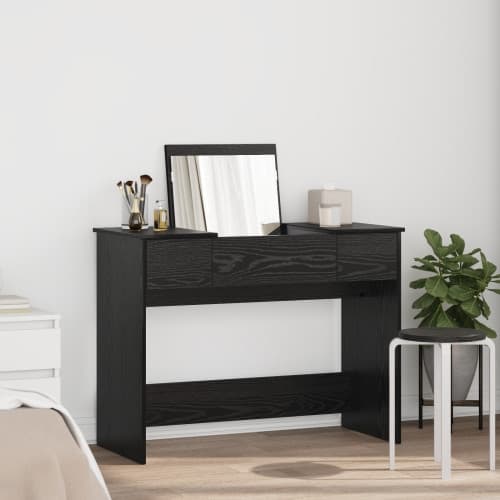 Dressing Table med Spegel Svart Ek 100x45x76 cm