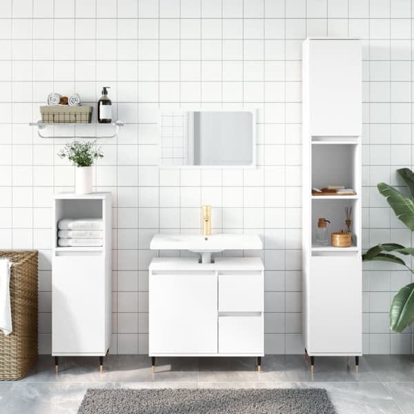 Badrumsskåp vit 30x30x190 cm konstruerat trä