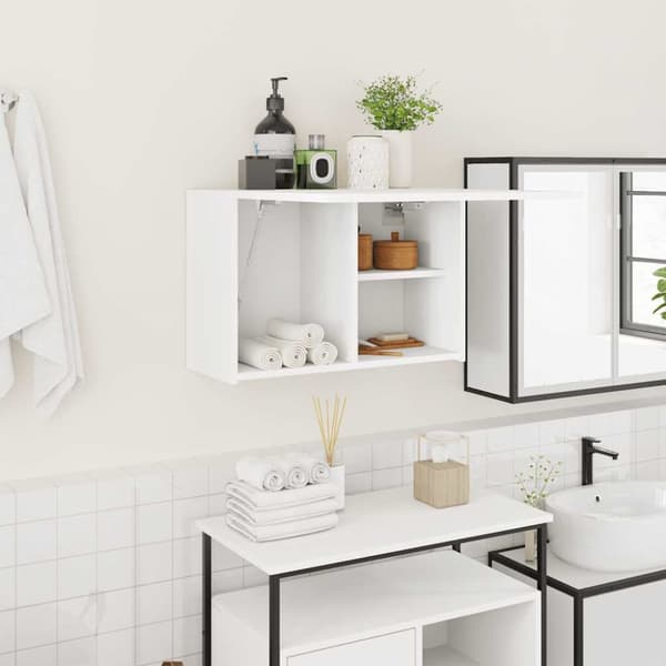 Väggskåp för badrum vit 60x25x40 cm konstruerat trä